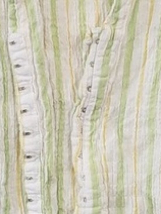 Tops - Faded Glory Shirt Womens M Green Yellow Striped Stretch Seersucker Y2K Preppy‎